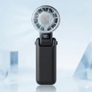 Portable Multifunction Cordless Handheld Ice Fan - 13500 rpm Turbo Cooling, 5 Adjustable Speeds, Rechargeable Digital Display, 2 Hrs Use, 6.61x2.09x1.85 In, 7.6 Oz Compact for Kids, Immediate Cooling Relief, White Elephant Party Gift
