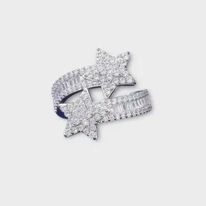 Shooting Star Moissanite Ring - Sparkling Star Design with Moissanite Stones and Elegant Band
