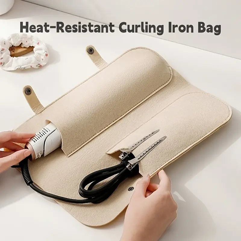 Heat-Resistant Curling Iron Storage Bag, Portable Straightener Case, Travel Hair Tool Protector, Home & Travel Use, Anti-Burn, Lightweight Compact Design