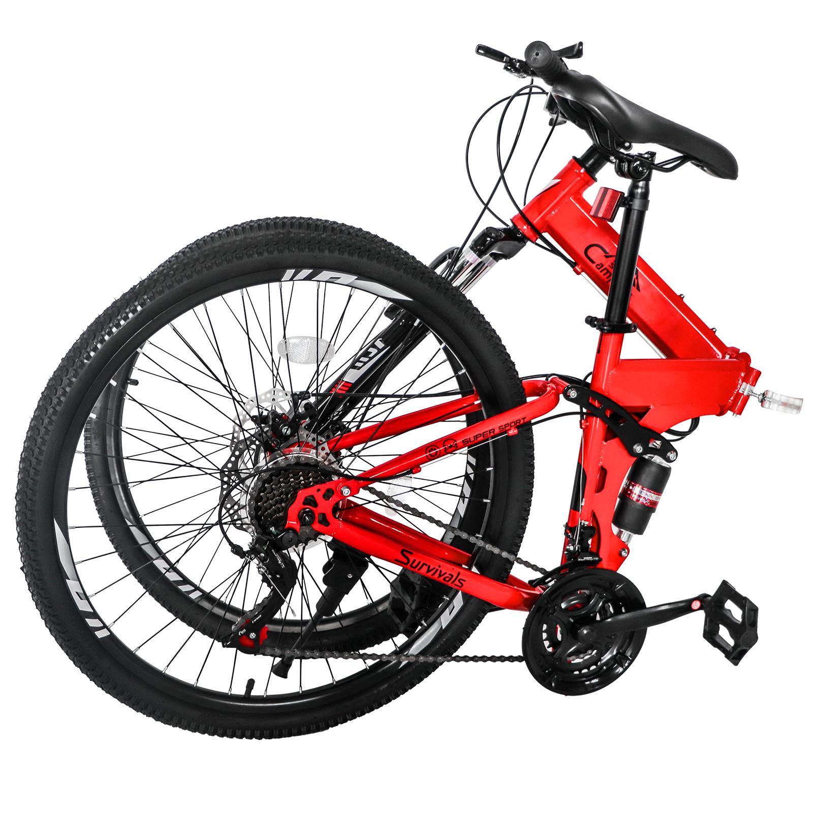 CampingSurvivals 26-inch Shimano TX30 high-carbon steel 100kg 21-speed red and black mountain bike CampingSurvivals 26-inch Shimano TX30 high-carbon steel 100kg 21-speed red and black mountain bike