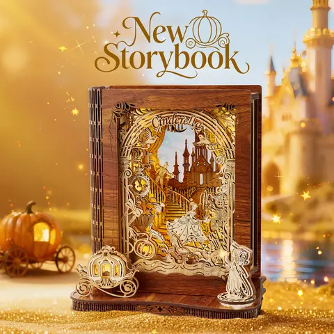 FUNPOLA LED 3D Puzzle Nightlight, DIY Storybook Book Lamp Puzzle, 3D Wood Puzzle Gifts, Home Décor for Adults 97PCS