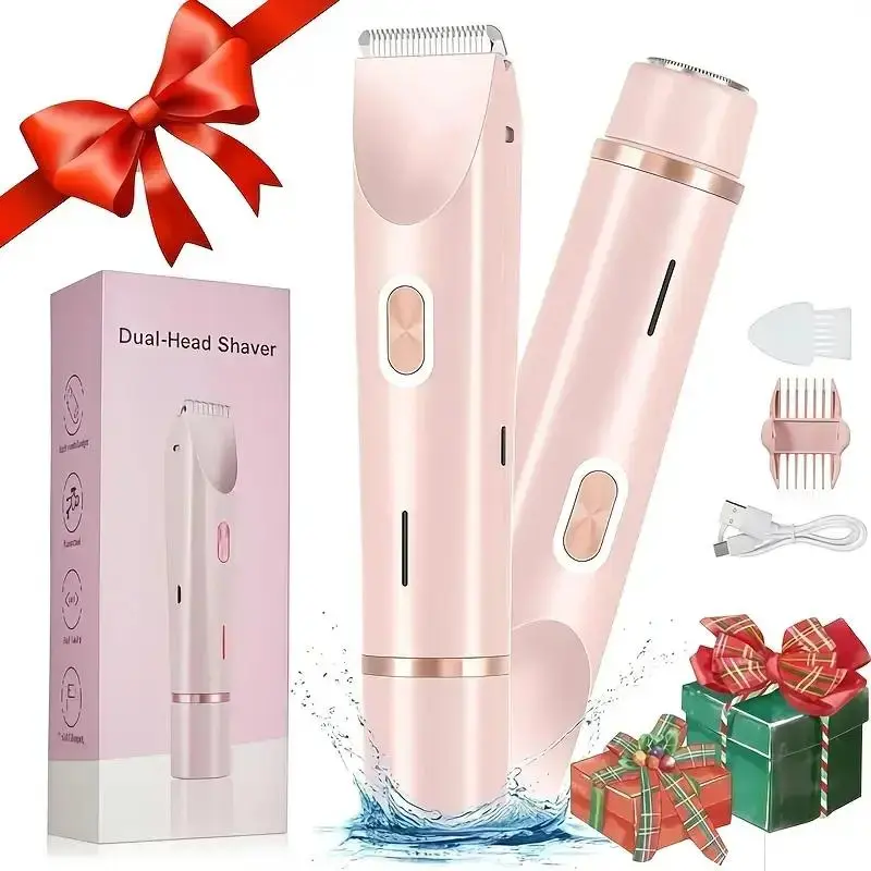 Women's Cordless 2-in-1 Electric Shaver for Women & Trimmer - -Head Titanium-Ceramic Blades, 10000RPM Silent Motor, IPX7 Waterproof, Removable Steel Part, Portable Self Care Products Gift Set with Handbag for Adults (Womens Gifts) electric razor