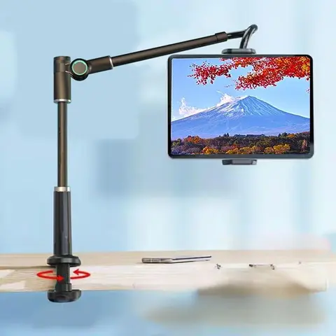 Adjustable Phone & Tablet Holder, Adjustable Alloy Holder, Multifunctional Flexible Cellphone Stand, Multipurpose Rotatable Handsfree Phone Mount Clamp for Desk Bedstead, Adjustable Overhead Stand, Smartphone Stand, Phone Accessories Holders & Mounts