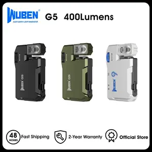 WUBEN G5 Rechargeable EDC Flashlight, 400 Lumens Dual Light Sources Mini Flashlight with RGB Light, Portable Pocket Flashlights