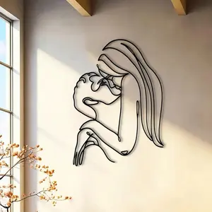 Art Decor Metal Couple Sculpture, Aesthetic Design Wall Hanging Ornament, Wall Decor for Home Living Room Bedroom Garden Yard, Poster