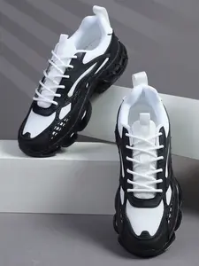 Trendy Panda Color Mecha Fashionable Running Shoes for Men, Lightweight Height Increasing Non-Slip Daily Wear Sneakers, Comfortable Casual Footwear