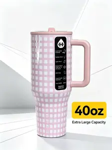 HydroJug Traveler 40oz Pink Grid Tumbler | BPA-Free Insulated Mug, Perfect for Gym, Work & Errands BPA-Free, All-Day Hydration vacuum flask-funny gift tumbler hot water