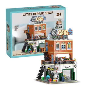 City Repair Shop Building Blocks, 1637pcs/set Classic City Street View Model Assembly Toys, Creative Building Blocks, Desktop Decoration Ornaments