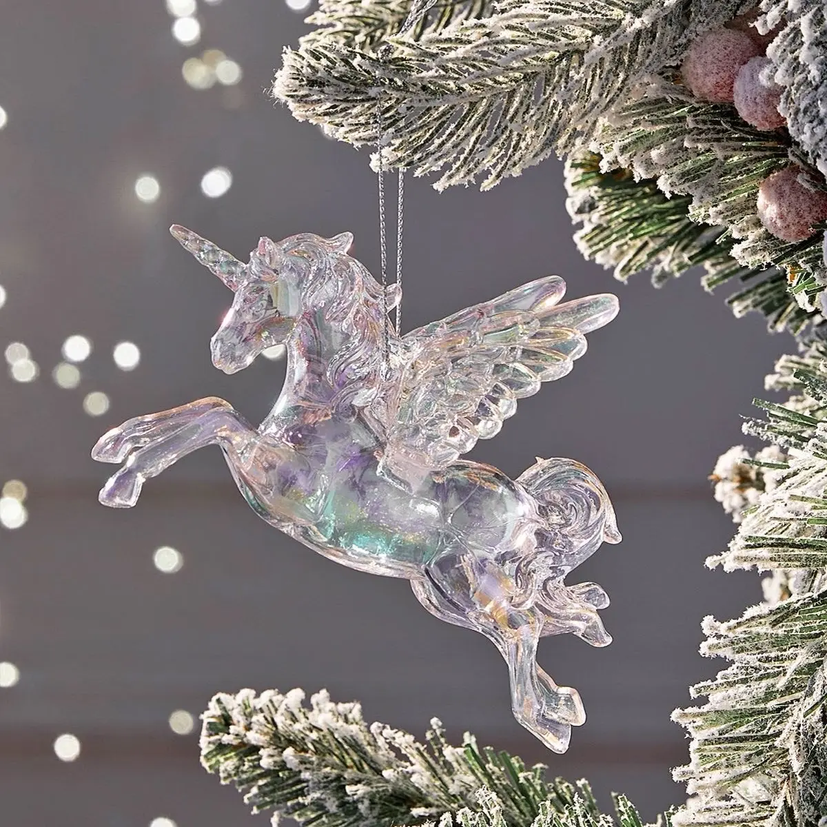 Magical Unicorn Acrylic Christmas Tree Ornament with Holographic for Festive Decorations