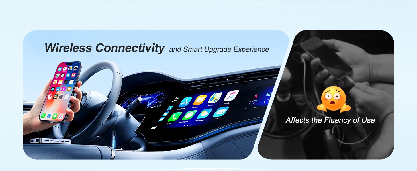 3-in-1 Wireless CarPlay Adapter & Android Auto WirelessAdapter, Plug & Play, Easy Setup, Supports Netflix, YouTube,TF Card, and More for Cars with OEM Wired CarPlay/AndroidAuto