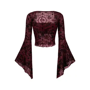 SYHAN 2026 Latest Fashionable And Sexy Sheer Long-Sleeve Chiffon Shirt for Women Fitted for Halloween Top Womenswear