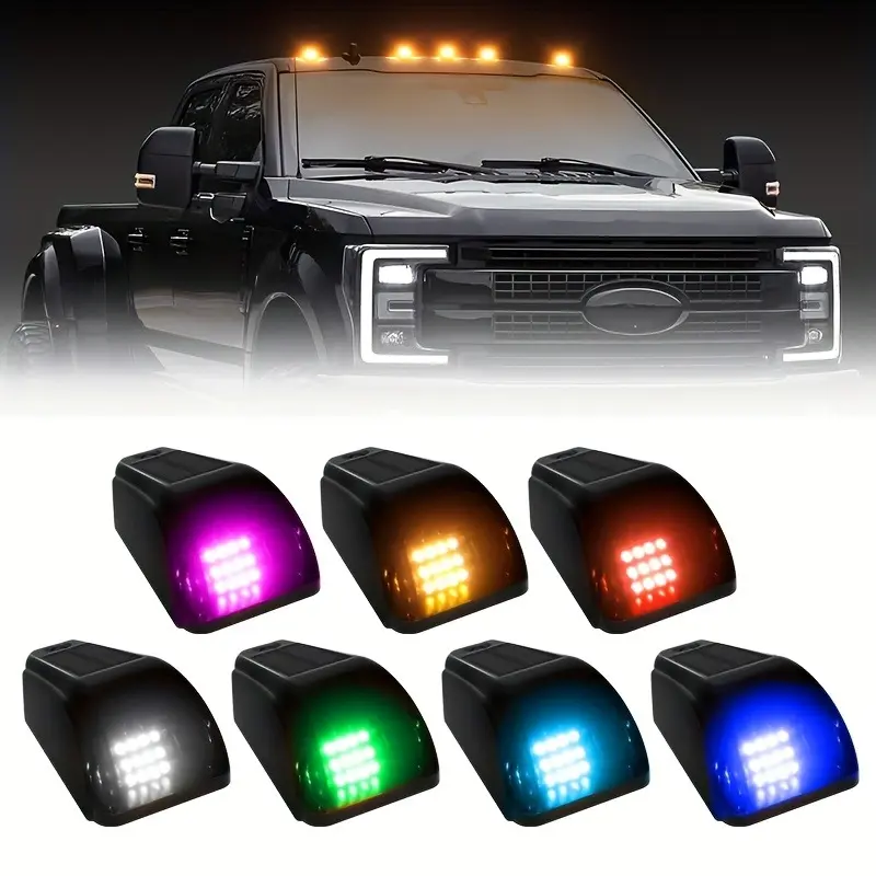 5PCS Solar-Powered LED Cab Marker Strobe Light Kit for Trucks & Pickups, Wireless Setup, Easy Install, Eco-Friendly Visibility Aid, Safety Enhancement