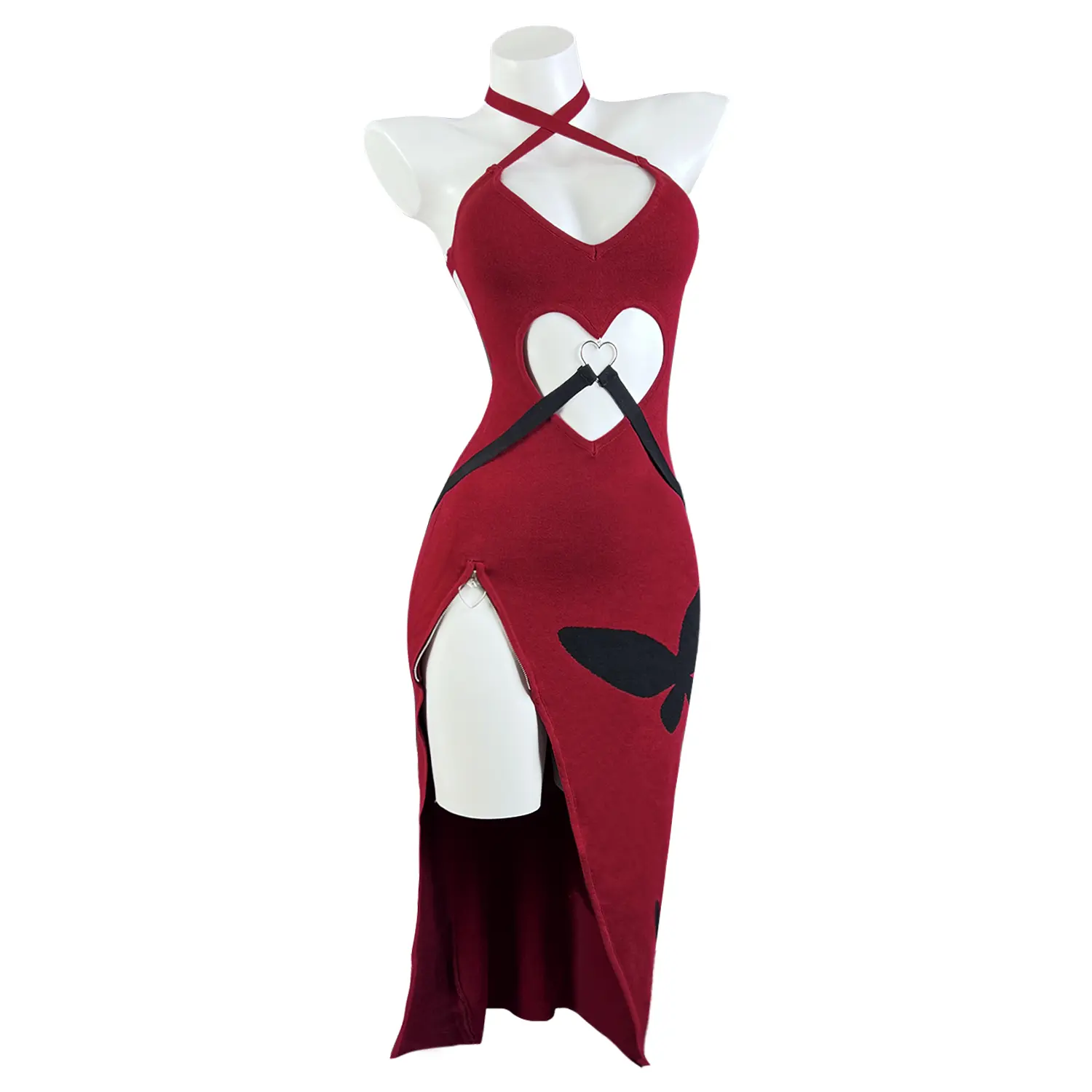 open lace back dress Sexy Red Bodycon Dress for Women