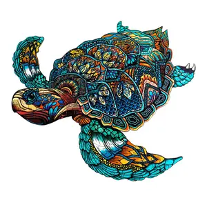 Resolute Turtle Wooden Jigsaw Puzzle for Adults and Kids Unique Shape Animal Wood Puzzles Challenging Puzzle, Family Game Creative Gifts，Laser-Cut Durable HDF Wood Puzzle