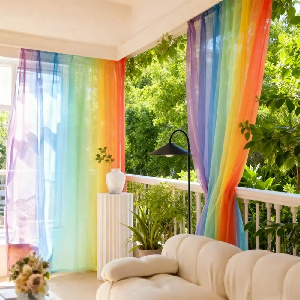 2-Pack Outdoor Drapes, Gradient Curtain Panels, Ready Made Curtains, Easy Install Curtain, Pole Pocket Hanging, Polyester Material, Ideal for Patios, Gazebos, Gardens