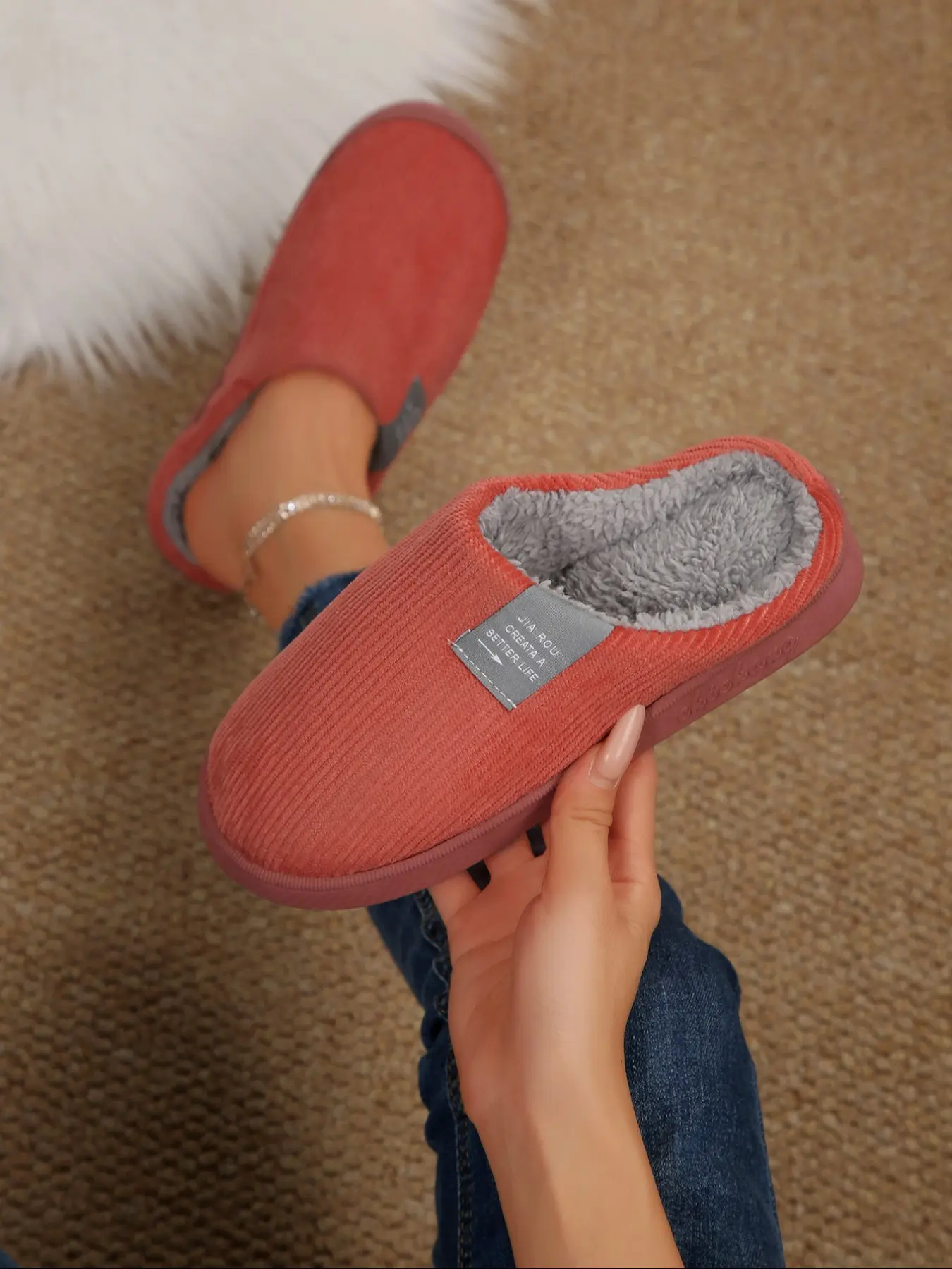 Women's Cotton Slippers Autumn Winter Couple Home Shoes Indoor Maternity Warm Anti-Slip Cotton Slippers Fall & Winter Casual Slippers House Slippers Indoor Footwear
