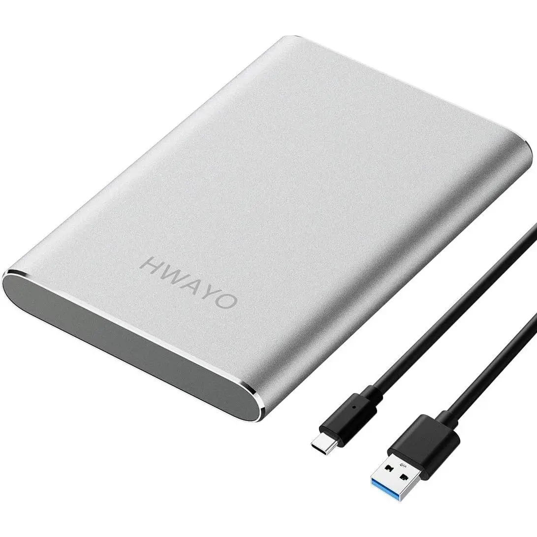 750GB Portable External Hard Drive, USB3.1 Gen 1 Type C Ultra Slim 2.5'' HDD Storage Compatible for PC, Desktop, Laptop, Mac, Xbox One (Silver)