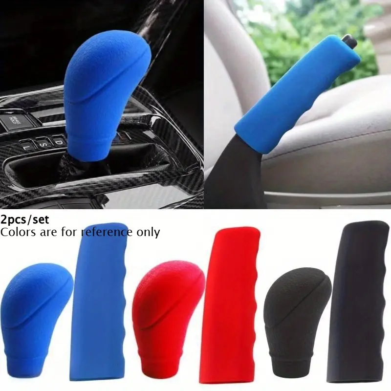 2 sets of automatic gearshift gear head covers for cars, handbrake covers, Shift lever cover, Automatic shift knob, protective covers, car accessories, vehicle interior upgrades, flexible materials