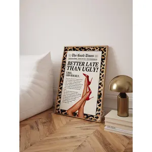 Better Late Than Ugly Leopard Print, Funny Bathroom Wall Art - (Unframe)