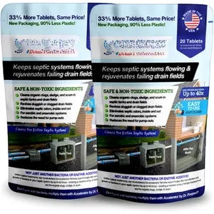 2-Pack Value BUNDLE of Drain Field Cleaner Tablets  Dr . Clears Septic Tanks and Drain Fields of Tough Clogs, Scum, Sludge AND Eliminates Odors FAST - Aerobic & Anaerobic Systems, Just Flush