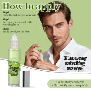 Gazipoo Refreshing Mint Scented Body Oil 10ML, Portable Roller Perfume, Non-Greasy, Stain-Free, Essential for Summer