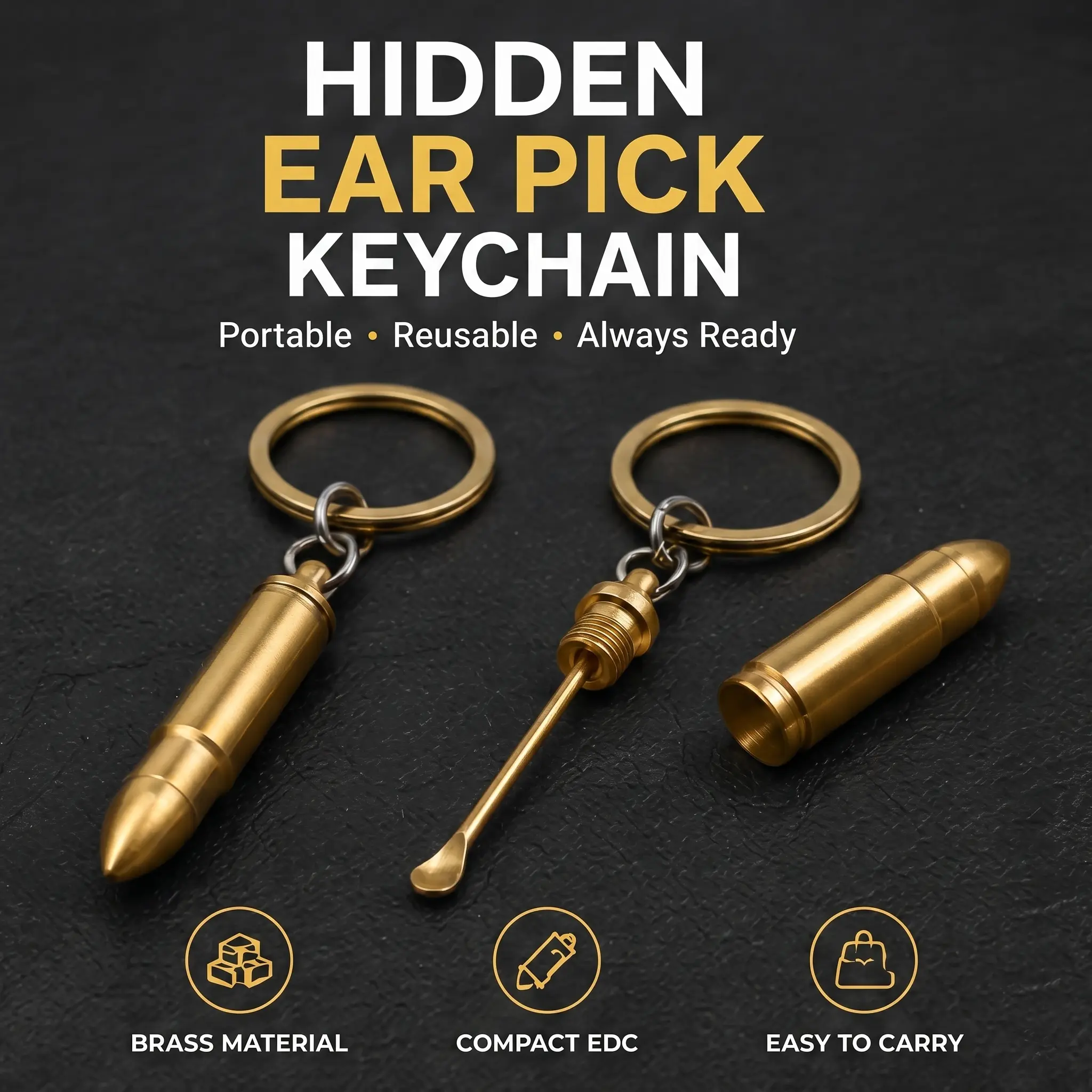 3PCS Metal Keychain Set for Men, Solid Metal Key Rings with Polished Finish, Durable Key Holders for Car Keys, Backpack, Bag & Everyday Carry, Cool Gifts for Him