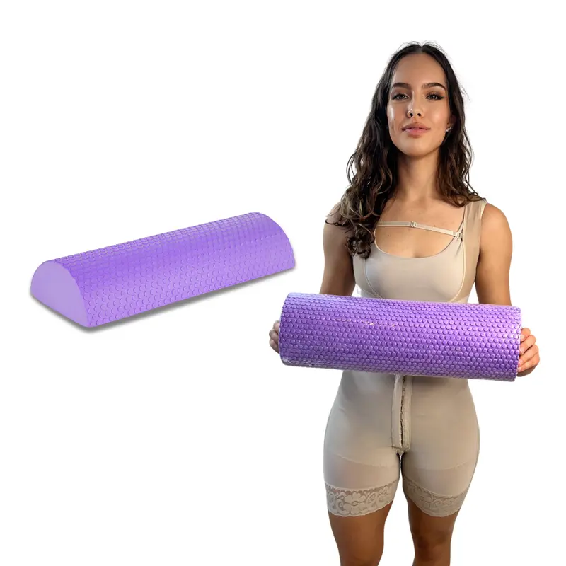 Bombshell BBL Toilet Seat Riser - 3 in High-Density EVA D-Shape Toilet Accessory, Extra-Firm Density Post-Surgery Safety Support Cushion with Secure Grip, 15.5 x 6 Inches Long Yoga Half Roller, Easy Maintenance