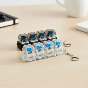 Stress Relief Mechanical Keyboard Toy, Fidget for Anxiety, Compact Design, Crystal Keycaps, LED Lights, 4-In-1 Stress Relief Button Clicker Gift