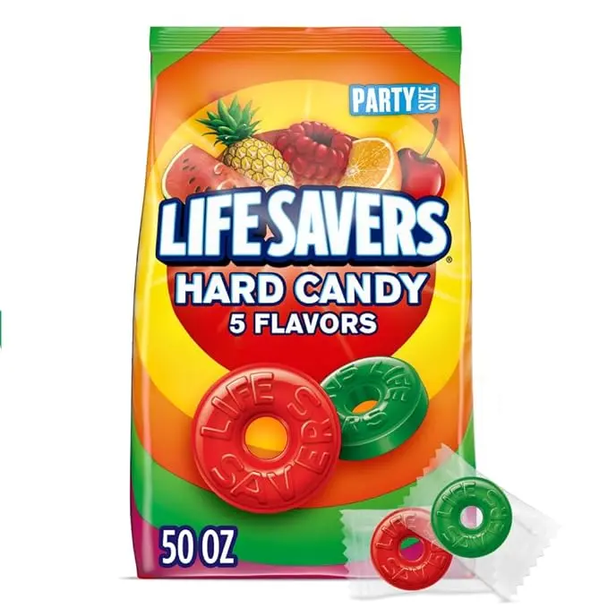 LIFE SAVERS Hard Candy Bag 5 Flavors 50-Ounce Party Size Individually Wrapped for Goodie Bags Road Trips Treats Offices Celebrations Halloween Treats for Trick-or-Treat & Fall Season Snacks Sweet Bonbon