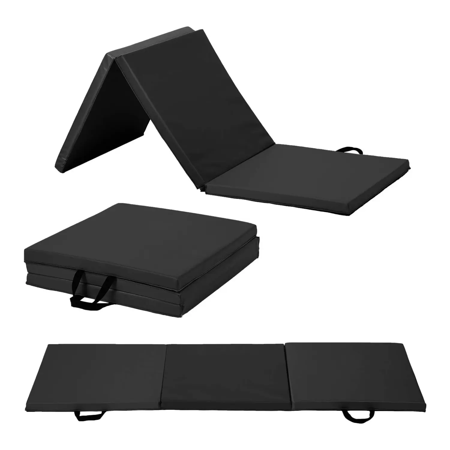 Exercise Fitness Mat Tri Fold Gymnastics Mat Folding Tumbling Mat Thick Padded Workout Mat Trifold Gym Mat Fitness Floor Mat Portable Exercise Mat For Home Gym Yoga Pilates Training