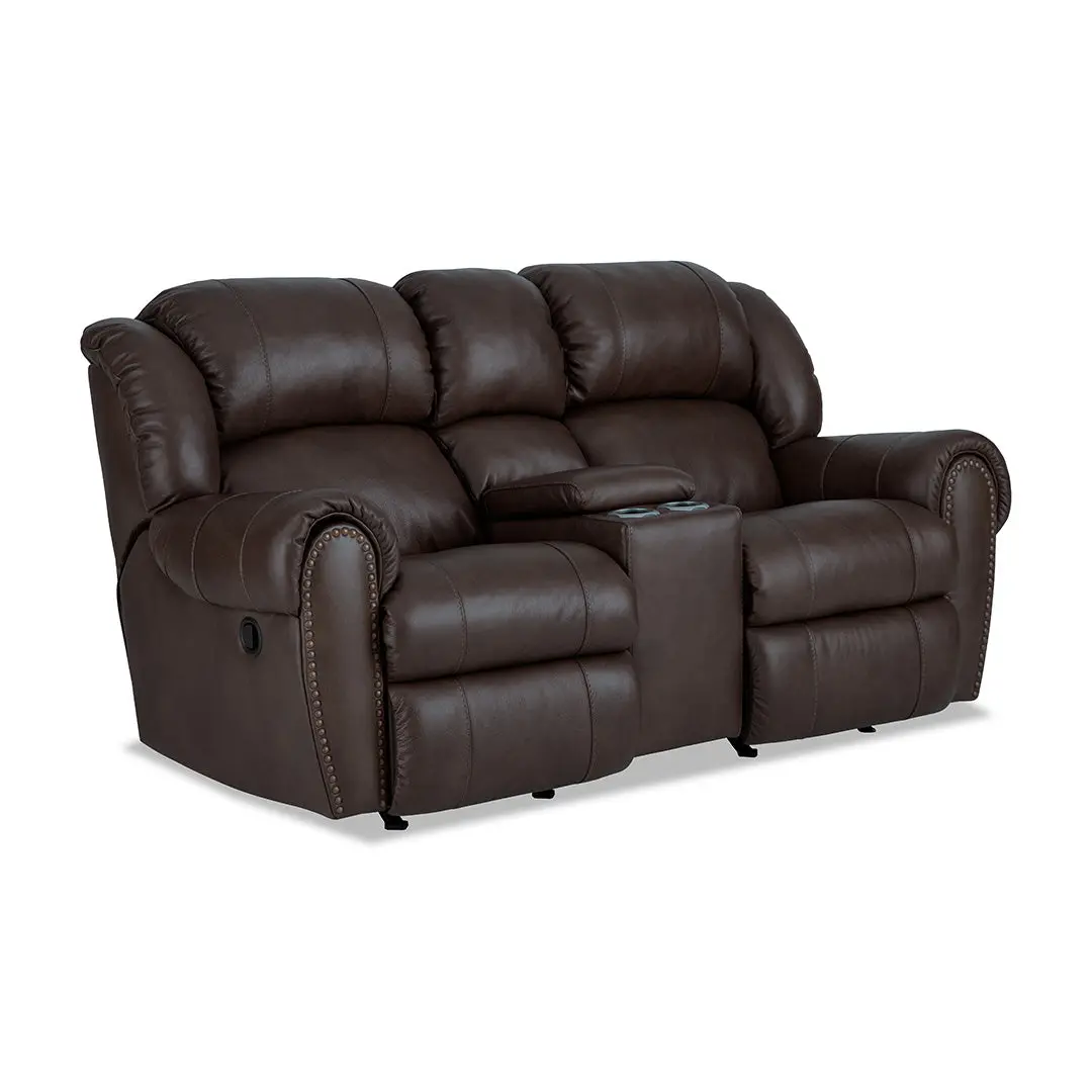 Franklin Leather Rocker Reclining Loveseat with Console
