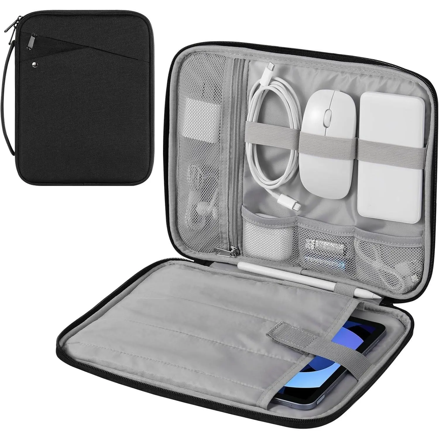F-PHP31 9-11 Inch Tablet Sleeve Carrying Case with Handle, Padded Protective Travel Bag for New iPad Air/Pro 11 inch 2024, iPad 10th Gen 10.9, iPad Air 5/4th 10.9, iPad 9/8th 10.2, Tab S9/S8 11, Black Computer Protection