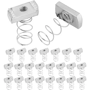 Strut Channel Nuts with Long Spring, 3/8"-16 Thread, 8mm Thick, 25 Pack, Zinc Electroplate Finish - Enhanced Corrosion Resistance for Secure Fitting Attachment