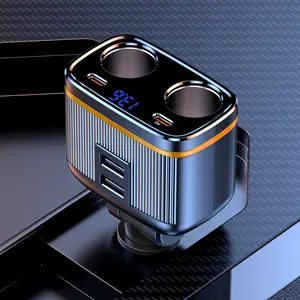 Type C PD Car Charger, High Efficiency Charger, 145W Super Fast Charging Dual USB Phone Charger, Smart Charging Car Mobile Phone Charger, Support Battery Voltage Detection Function