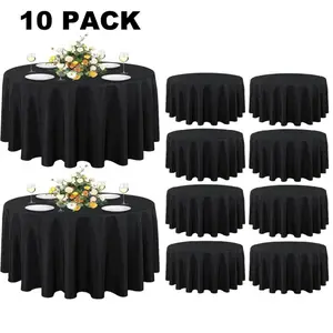 10 Pack Round Tablecloth, 84 Inch Water Resistant Spill Proof Washable Table Cloth Decorative Table Cover for Dining Tables, Buffet Parties and Camping