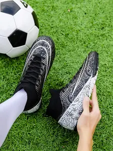 Men's Colorblock Lace Up Soccer Shoes, Breathable Comfortable Football Shoes, Non-slip Football Shoes for Training & Competition