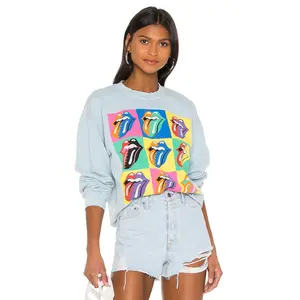 Madeworn Rolling Stones 89 Multi Tongue Sweatshirt in Blue Haze