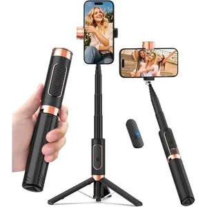 Selfie Stick Tripod for  & Android - Portable Phone Tripod Stand with  Remote, -Click Open, Compact & Lightweight for Vlogging, Travel & Everyday Use (Black)