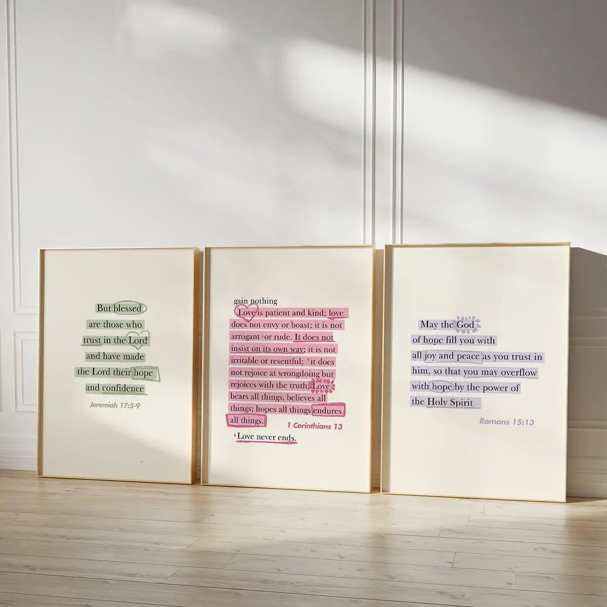 Modern Bible Verse Wall Art Set - Inspirational Christian Decor ...