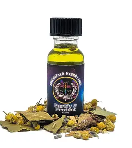 Purify & Protect Handmade Ritual Oil | Purify, Protect, Cleanse and Dispel Negative Energy | Made with Herbs & Essential Oils | Hoodoo, Voodoo, Wicca, Pagan | 1/2 oz Aromatherapy
