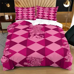 Artistic Grid Print Duvet Cover Set (With 1-2 Pillowcases), Stylish Gift for Bedroom Makeover, Decorative & Functional, Enhance Bedroom Aesthetics