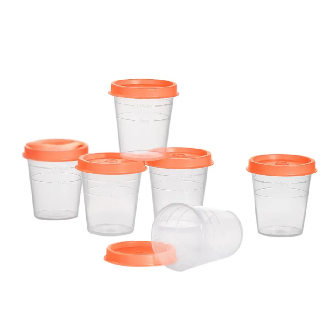 Tupper Minis Containers - 6 Pack Transparent Food Prep Bottles with Lids 2 oz/60 mL