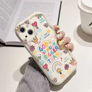 Phone case for iPhone 16 Pro Max 15 Plus 14 13 12 11 XR XS Colorful Stickers God Quotes Shockproof Silicone TPU Bumper Drop Protection Soft Cover
