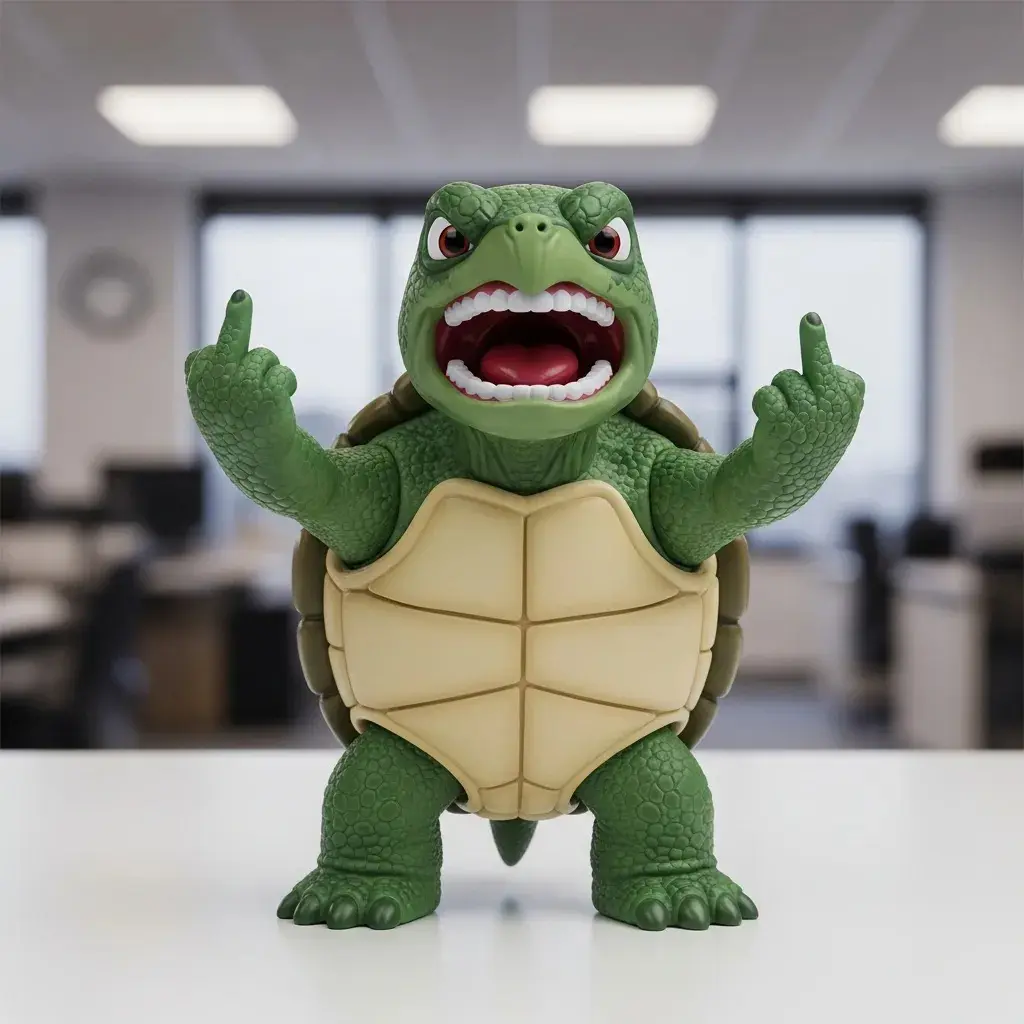 Angry middle-finger turtle