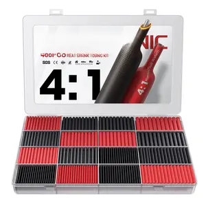 4:1 Heat Shrink Tubing Kit - 400 count Adhesive Lined, Wire Shrink Wrap Tubing, Marine Grade Industrial Heat-Shrink Tubing, Black and Red