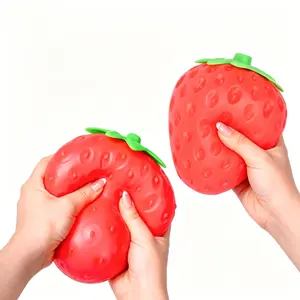 Toymendous Squeeze Strawberry - Extra Large 5" Squishy Stress Ball for Adults & Kids 3+ - Fruity Fidget Toy for Stress Relief & Sensory Play - Safe & Durable Non-Toxic Material