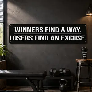 Winners Find A Way Aluminum Metal Sign, Losers Find An Excuse Motivational Tin Poster, Garage Gym Office Wall Decor