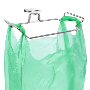 Large Stainless Steel Trash Bag Holder for Kitchen Cabinets Doors and Cupboards Durable Under Sink Garbage Bag Holder Waste Can Kitchen Trash Cans