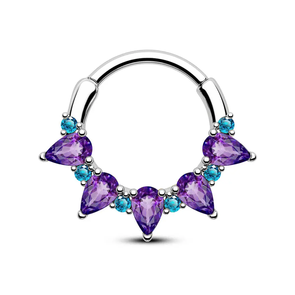 OUFER BODY JEWELRY Septum Jewelry, 16G=1.2mm Chic Hinged Hoop with Bling Effect for Daily Wear, Secure Fit Conch & Daith Piercing Ring, Female