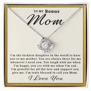Gift For Bonus Mom From Daughter - There for Me Love Knot Necklace K3B